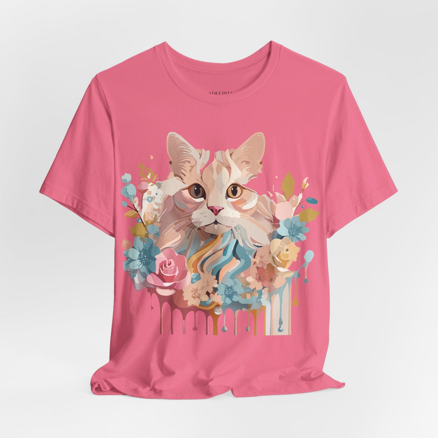 Natural Cotton Tee Shirt with Cat