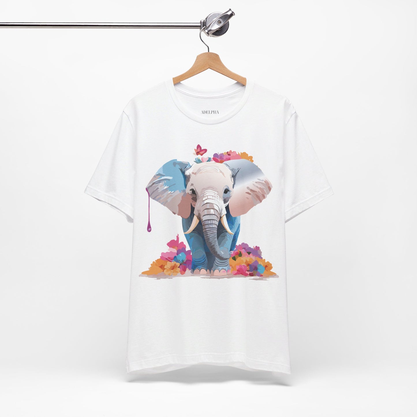 Natural Cotton Tee Shirt with Elephant