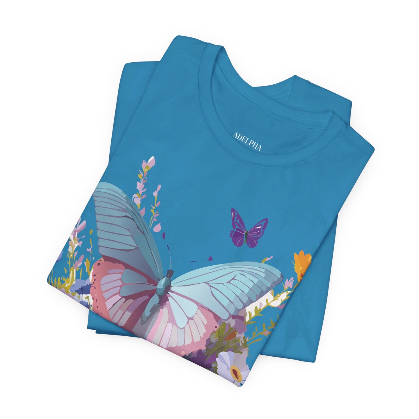 Natural Cotton Tee Shirt with Butterfly