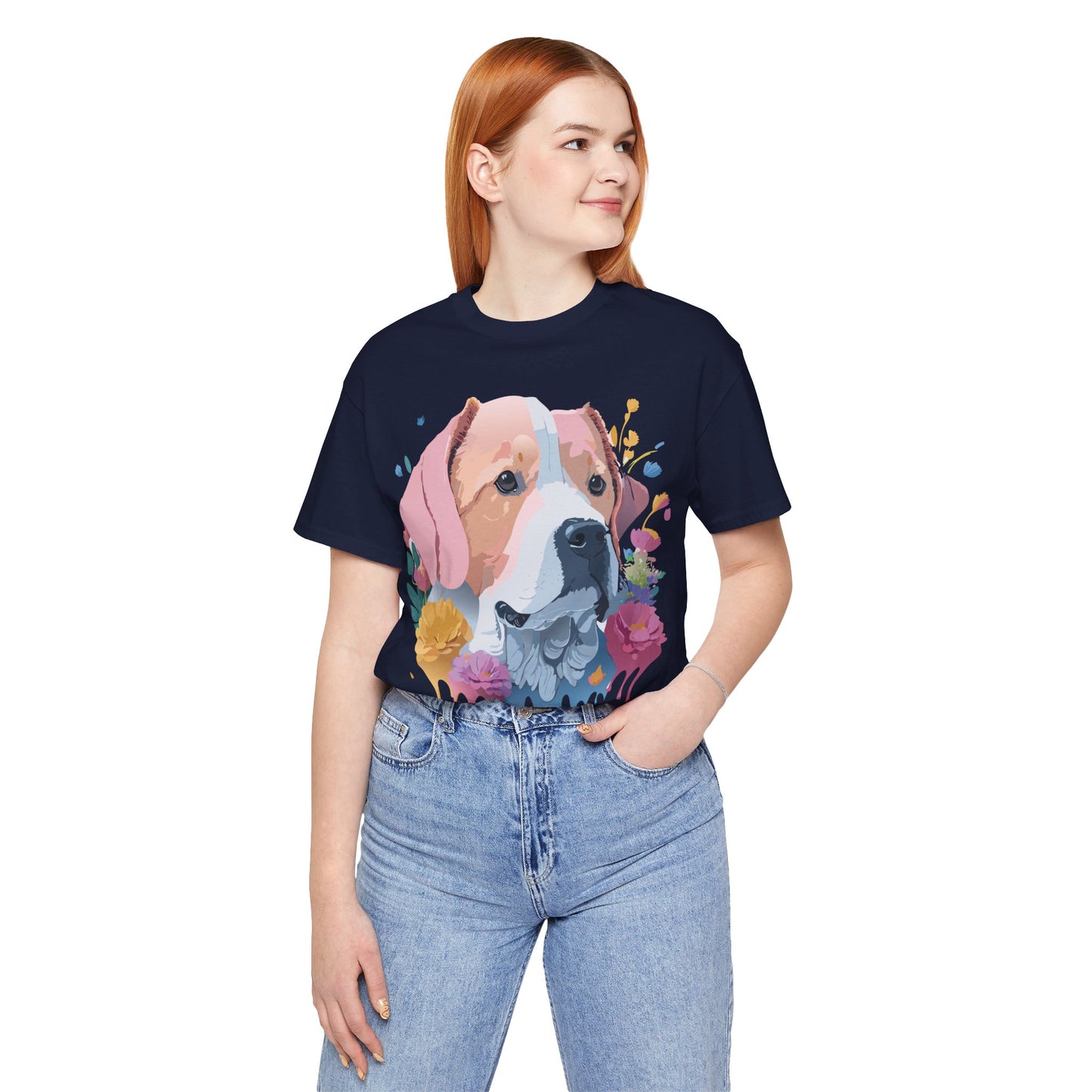 T-Shirt aus natürlicher Baumwolle mit Hund