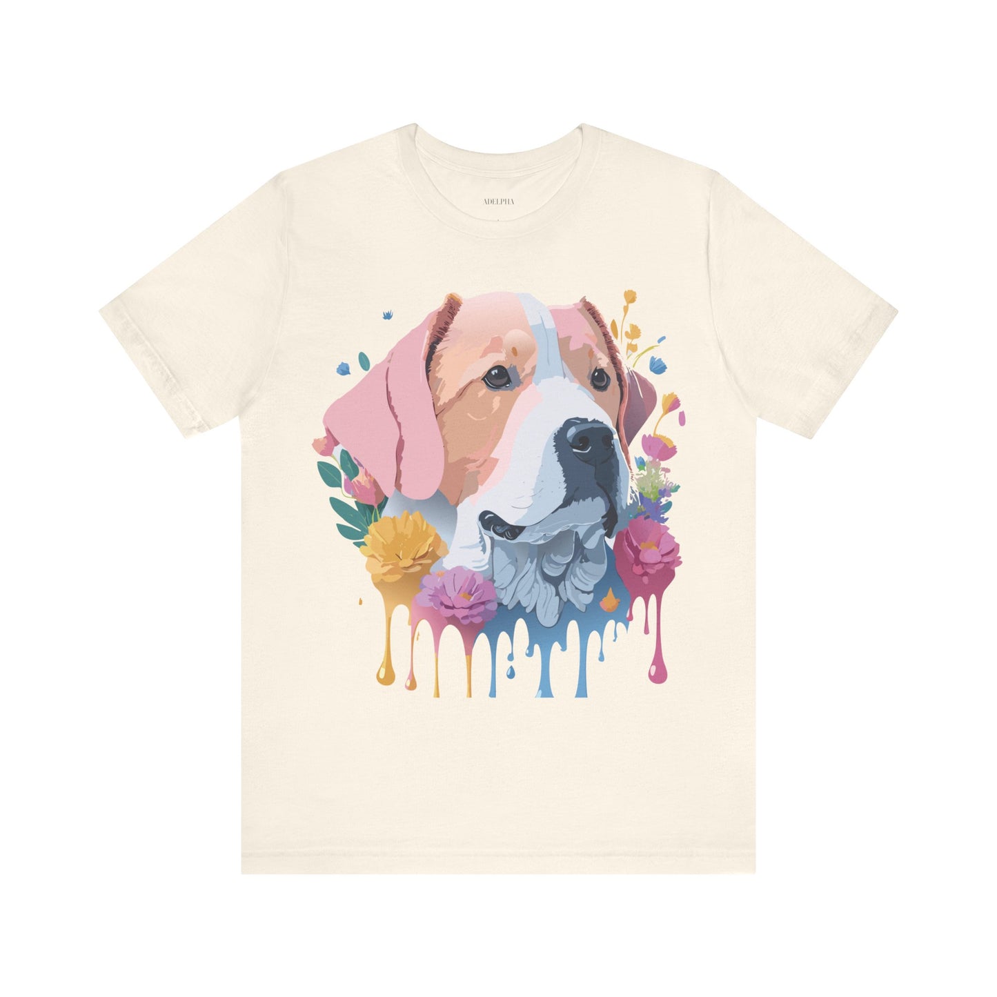 Natural Cotton Tee Shirt with Dog