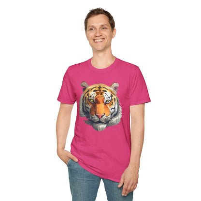 Tiger Print T Shirt Unisex Animal Tee 100 Percent Cotton Softstyle Gildan 64000