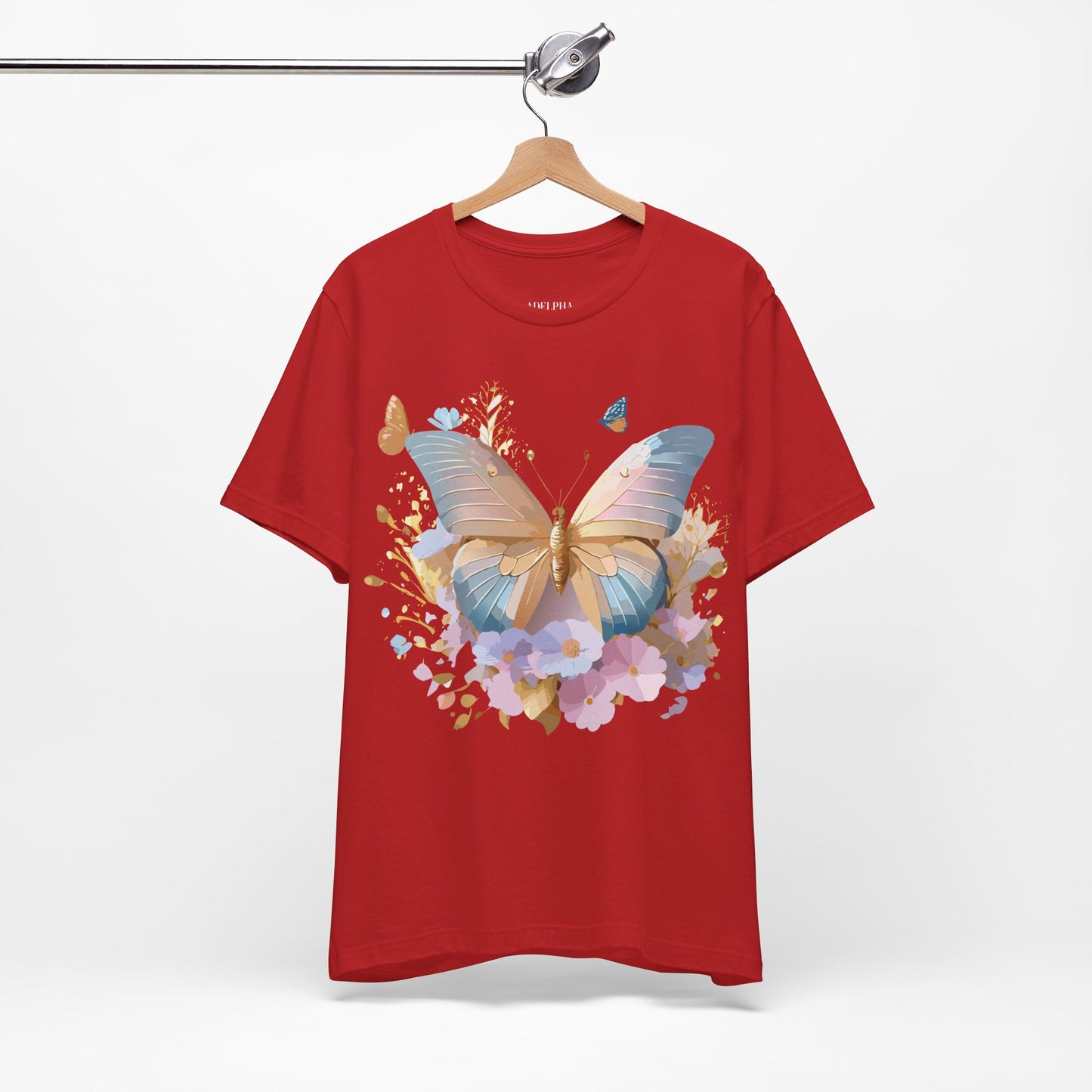 Natural Cotton Tee Shirt with Butterfly