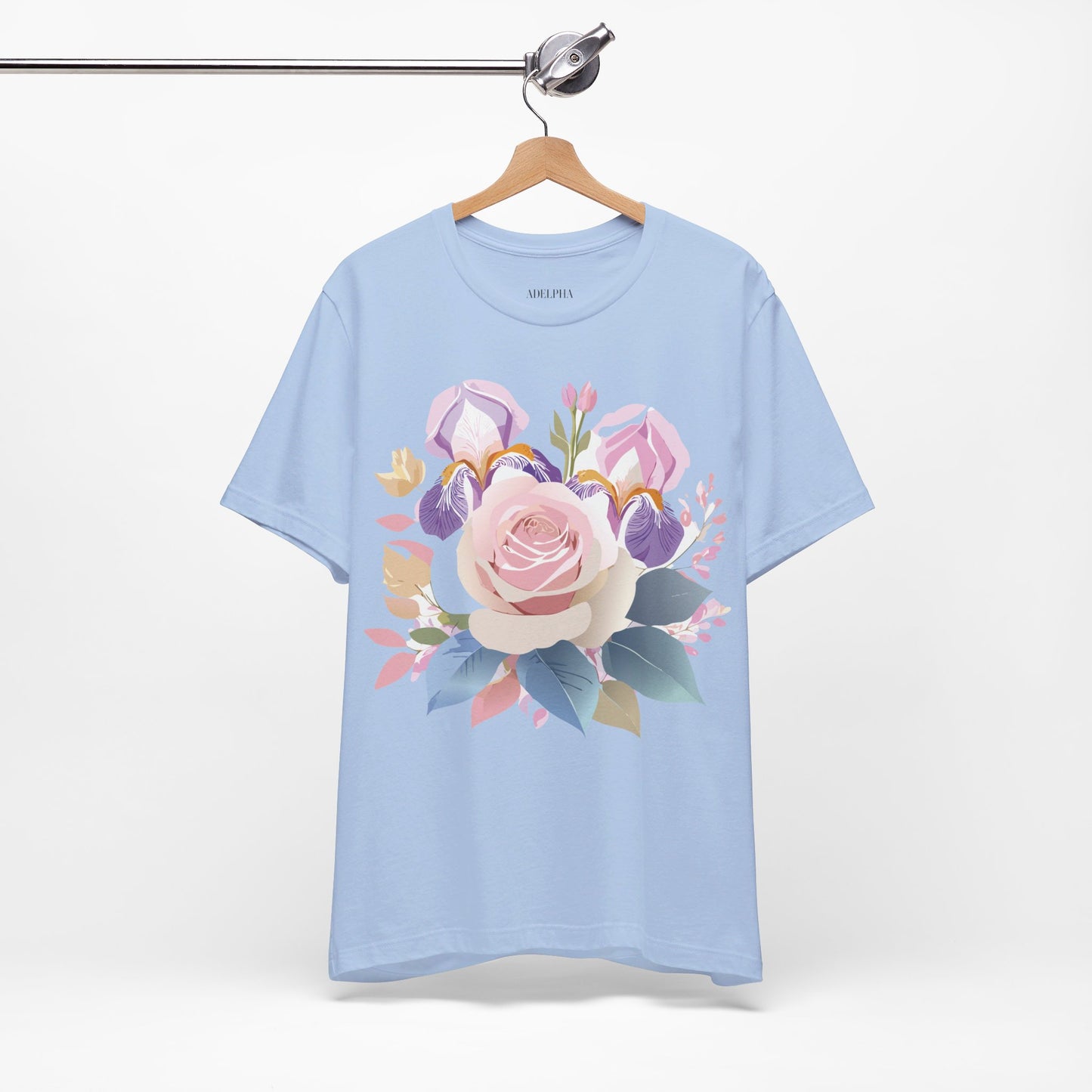 Natural Cotton Tee Shirt with Flowers