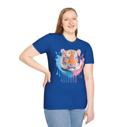 Tiger Shirt Unisex Animal Print Tee Gildan Softstyle 64000 Cotton