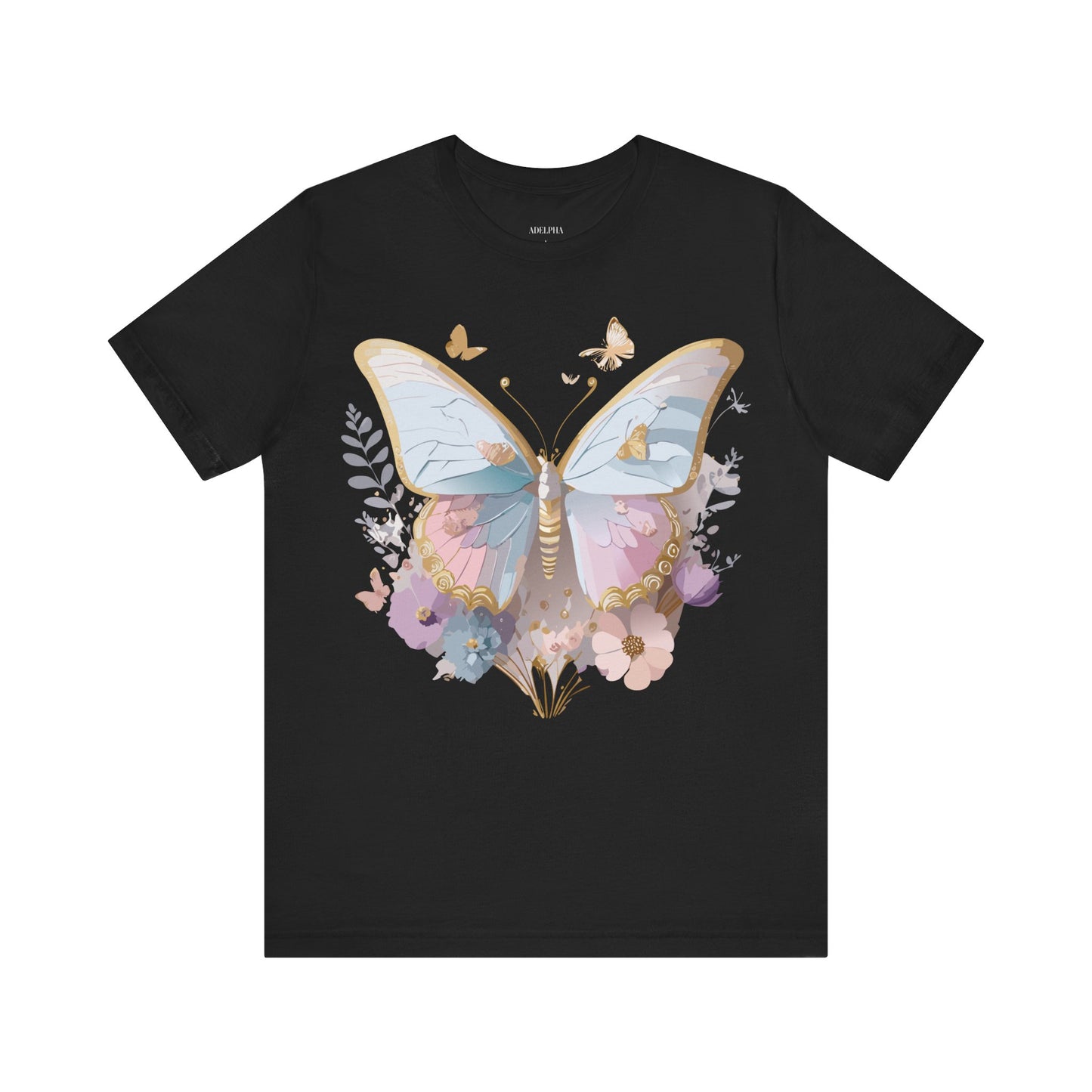 Natural Cotton Tee Shirt with Butterfly