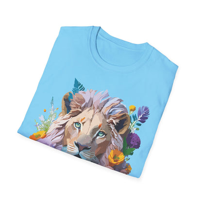 Unisex Lion Shirt Floral Lion Tee Animal Print Tee Gildan 64000