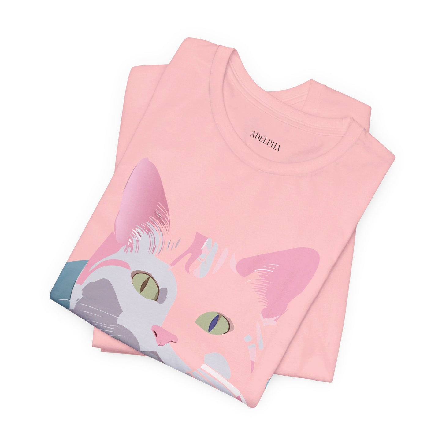 Natural Cotton Tee Shirt with Cat