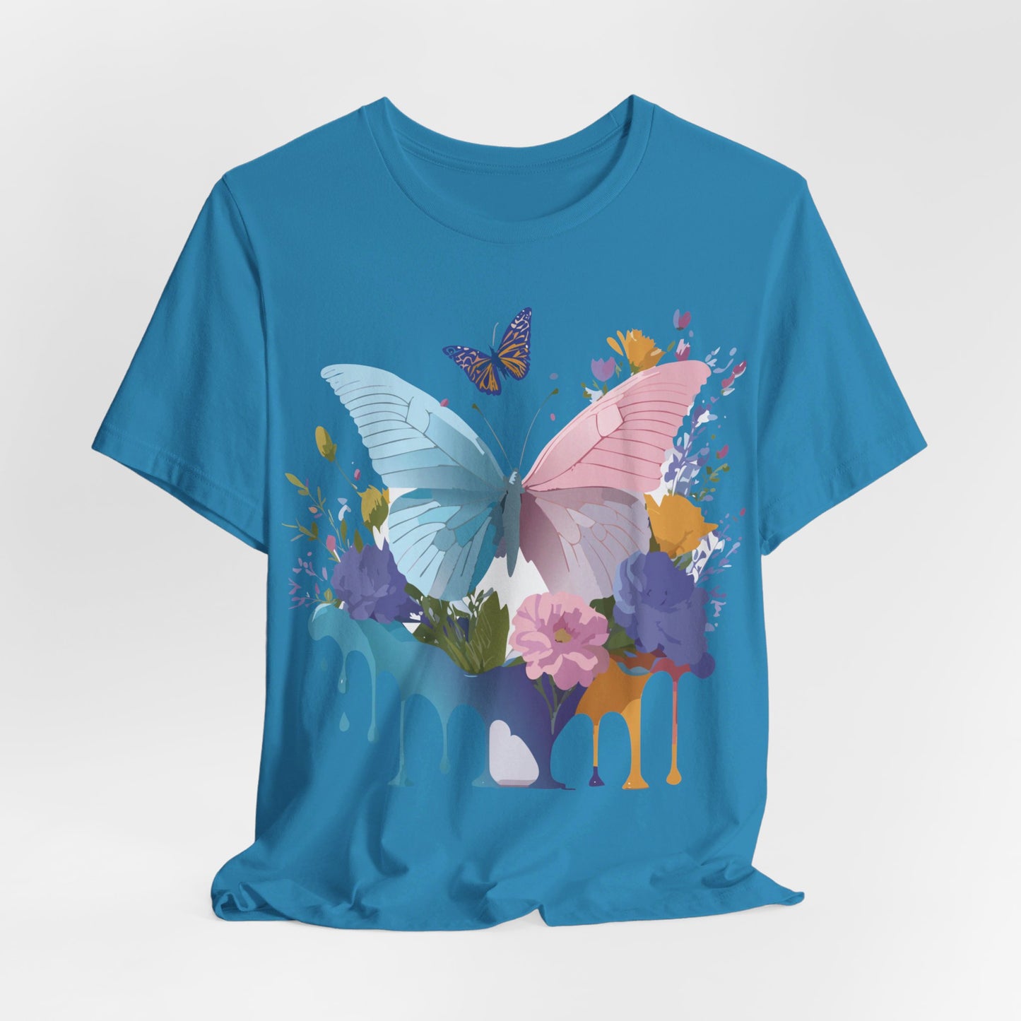 Natural Cotton Tee Shirt with Butterfly