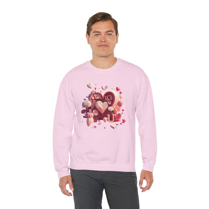 Unisex Floral Big Heart Sweatshirt Love Floral Valentine Day Cotton Poly Blend