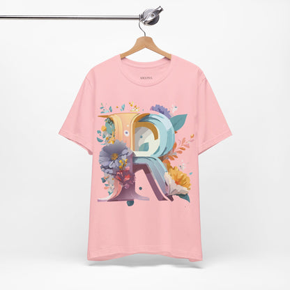Natural Cotton Tee Shirt - Letters Collection - R Printify
