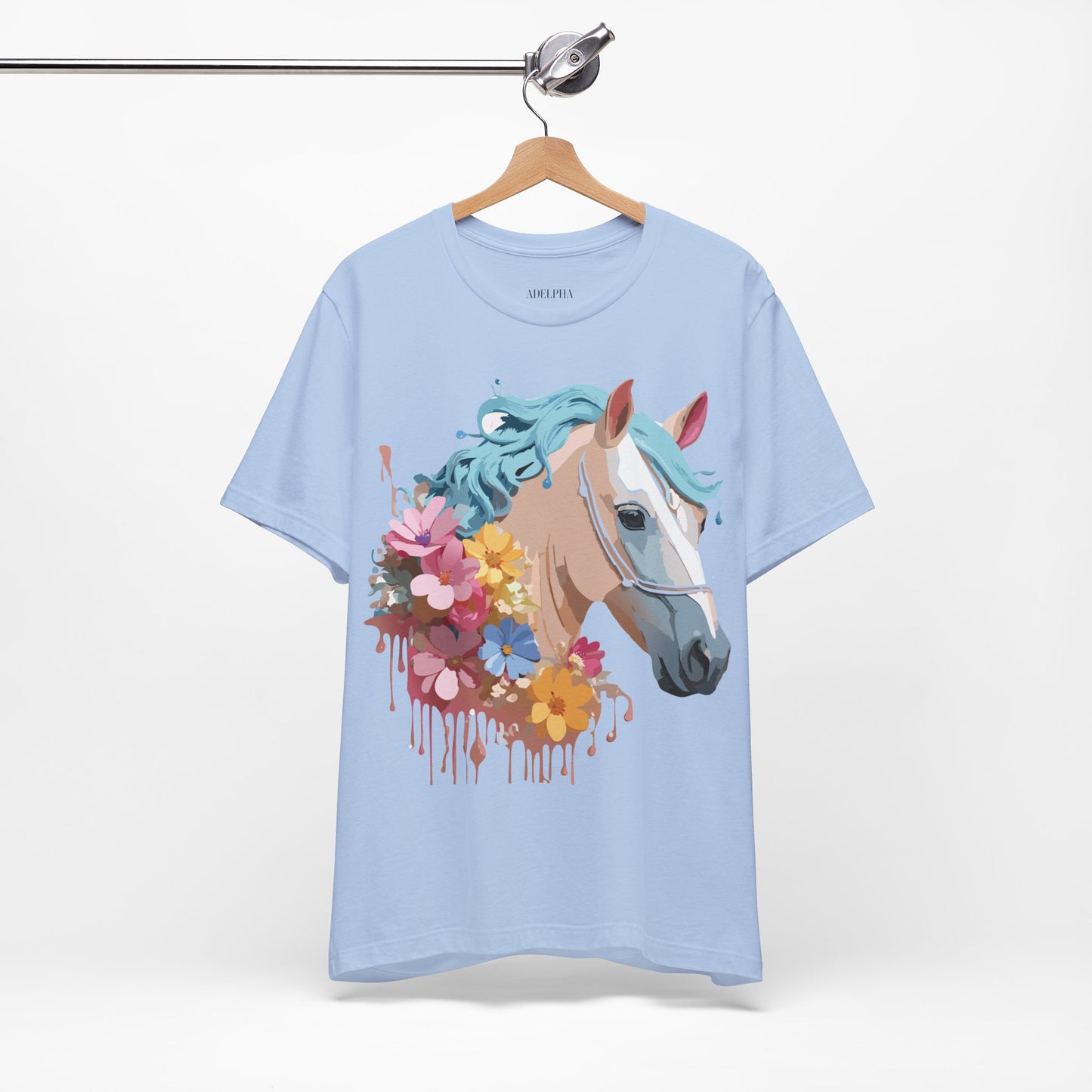 Natural Cotton Tee Shirt with Horse