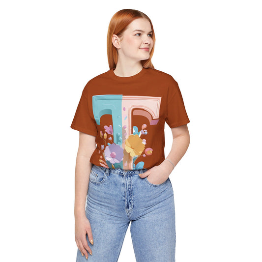Natural Cotton Tee Shirt - Letters Collection - T Printify