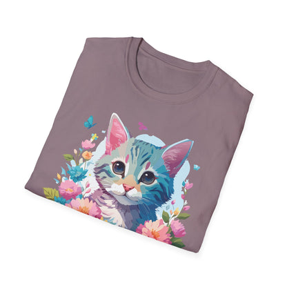 Cat Shirt Unisex Tee Kitten Cat Tee Softstyle 100 Percent Cotton Gildan 64000