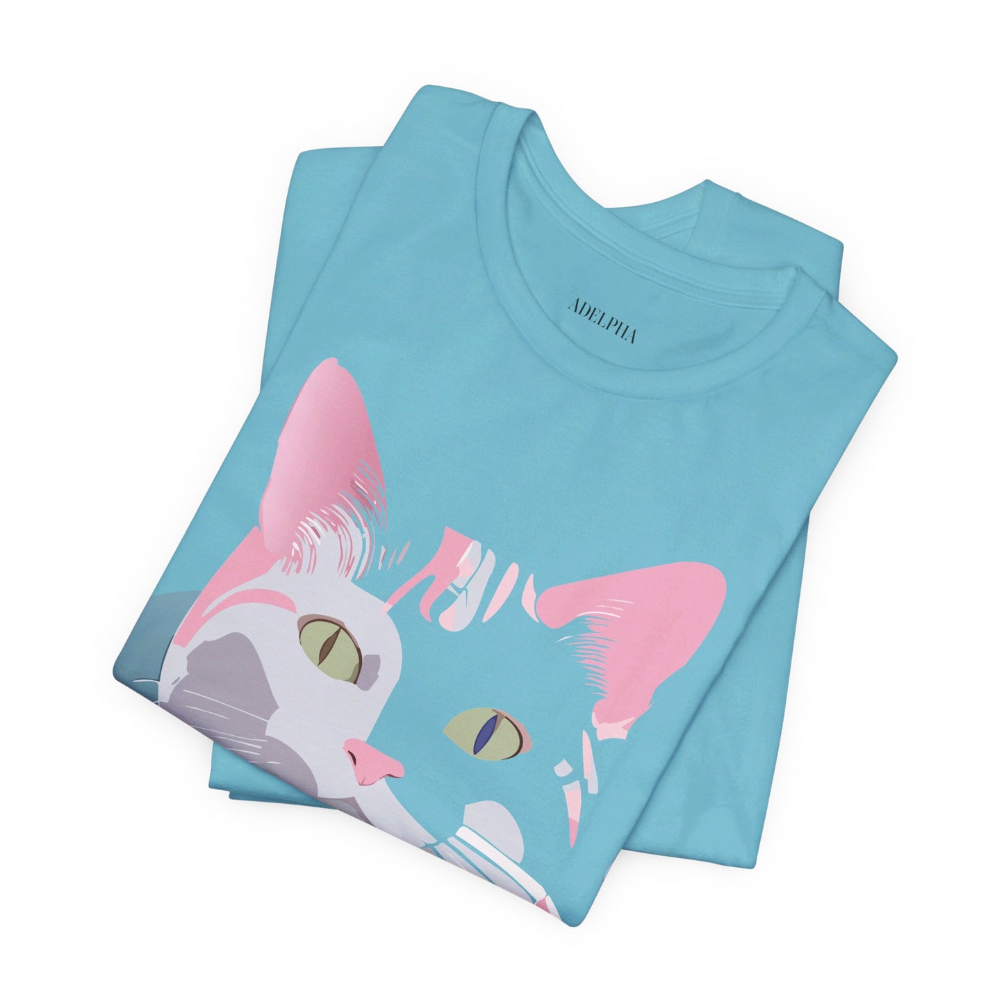 Natural Cotton Tee Shirt with Cat