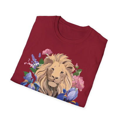 Unisex Softstyle Lion Shirt Floral Lion Tee Animal Print Graphic Tee