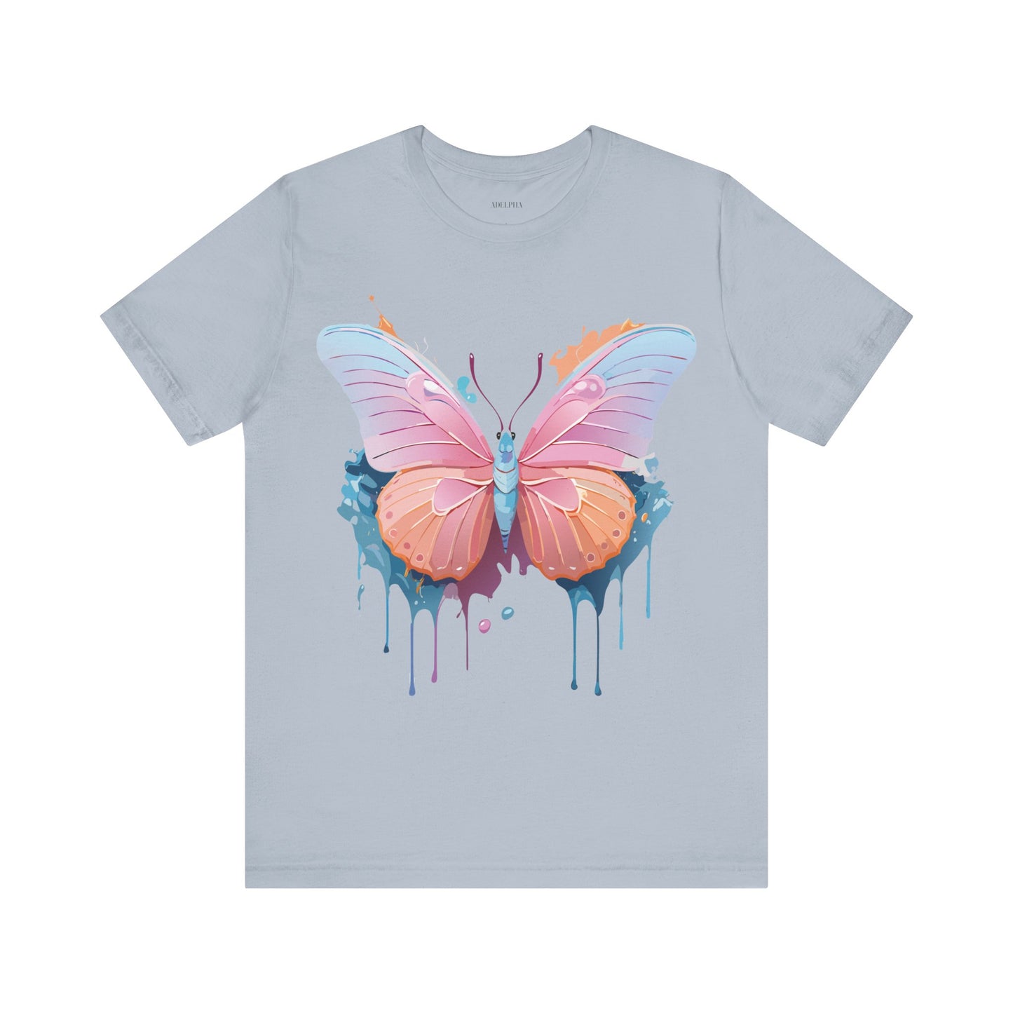 Natural Cotton Tee Shirt with Butterfly