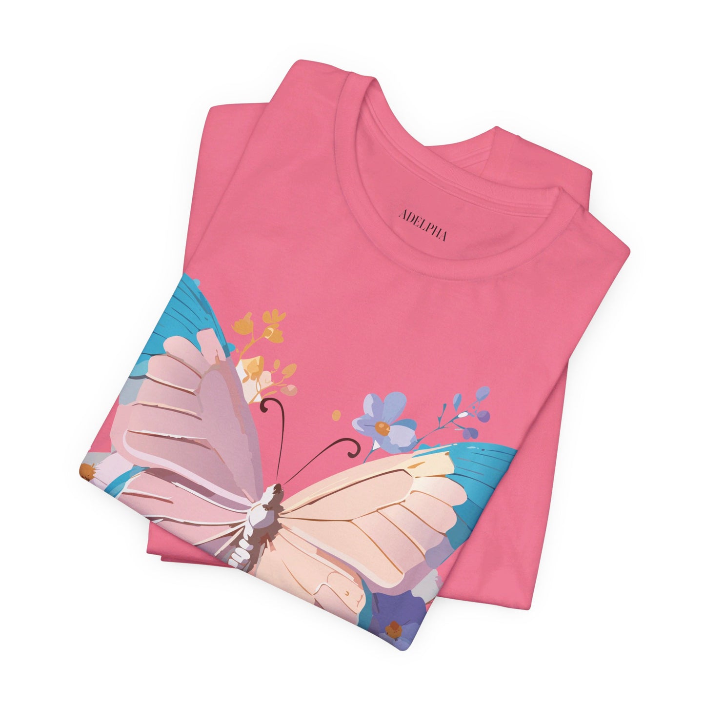 Natural Cotton Tee Shirt with Butterfly