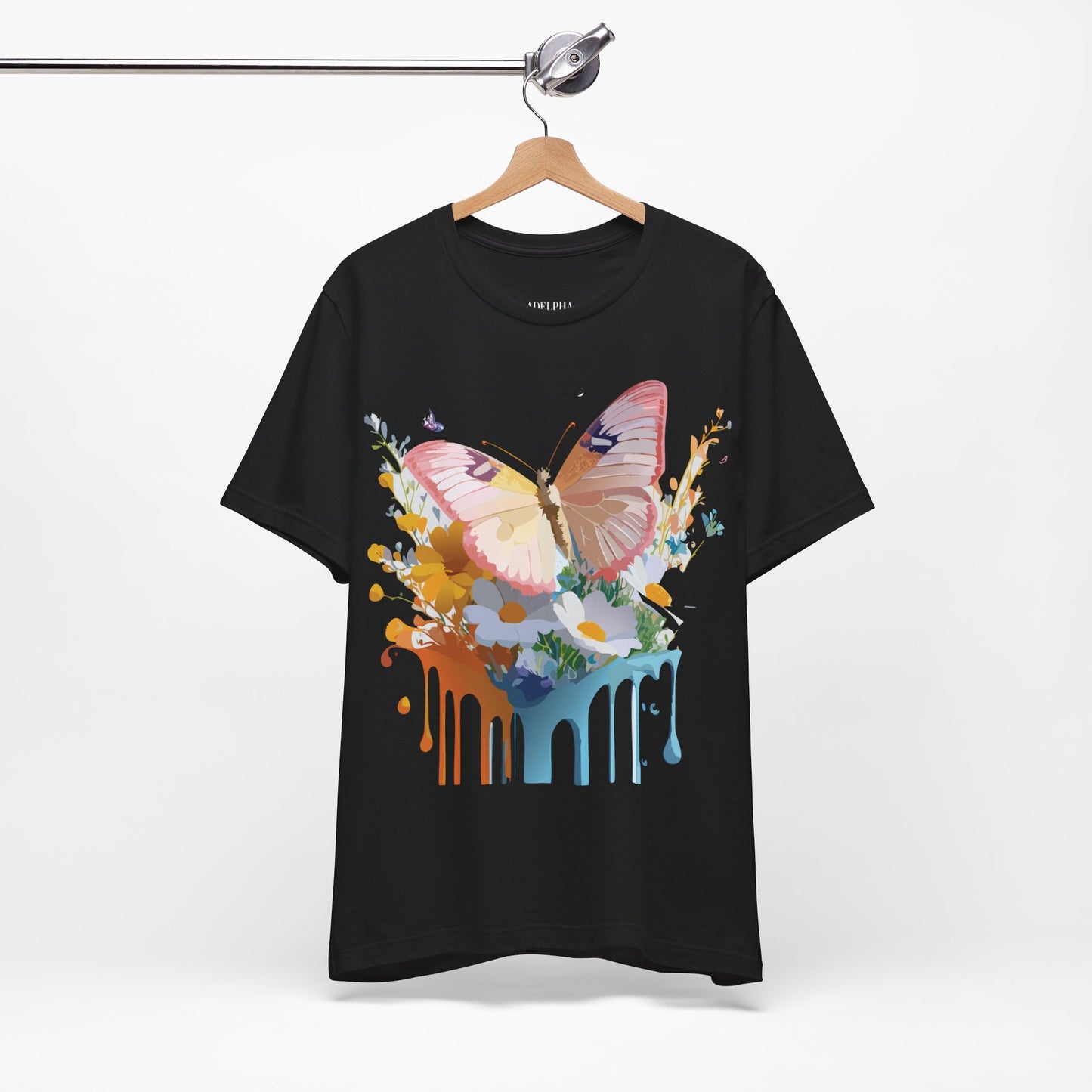 Natural Cotton Tee Shirt with Butterfly