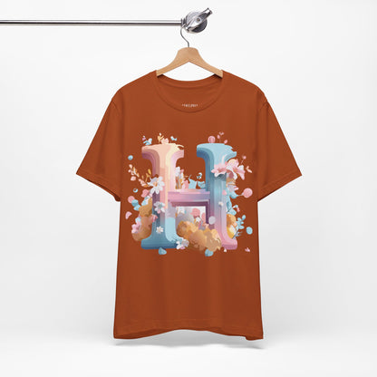 Natural Cotton Tee Shirt - Letters Collection - H Printify