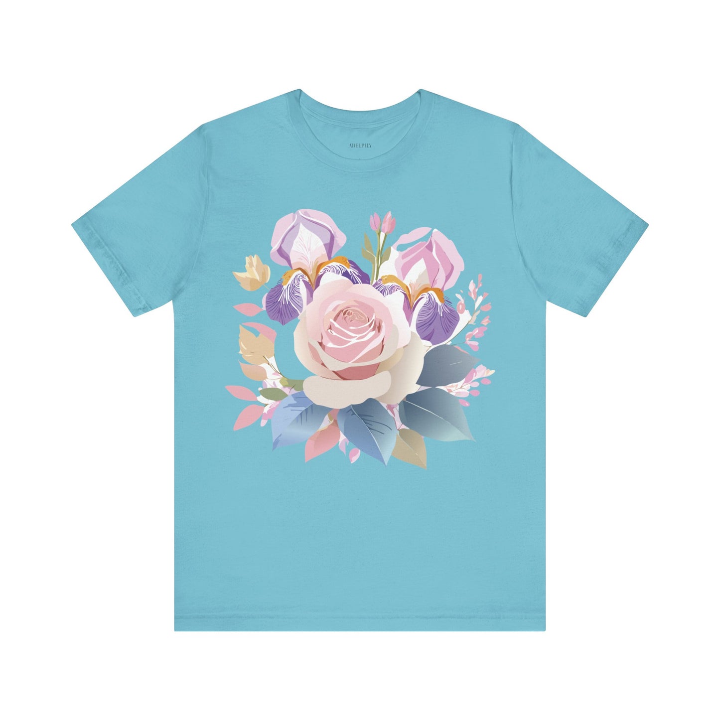 Natural Cotton Tee Shirt with Flowers