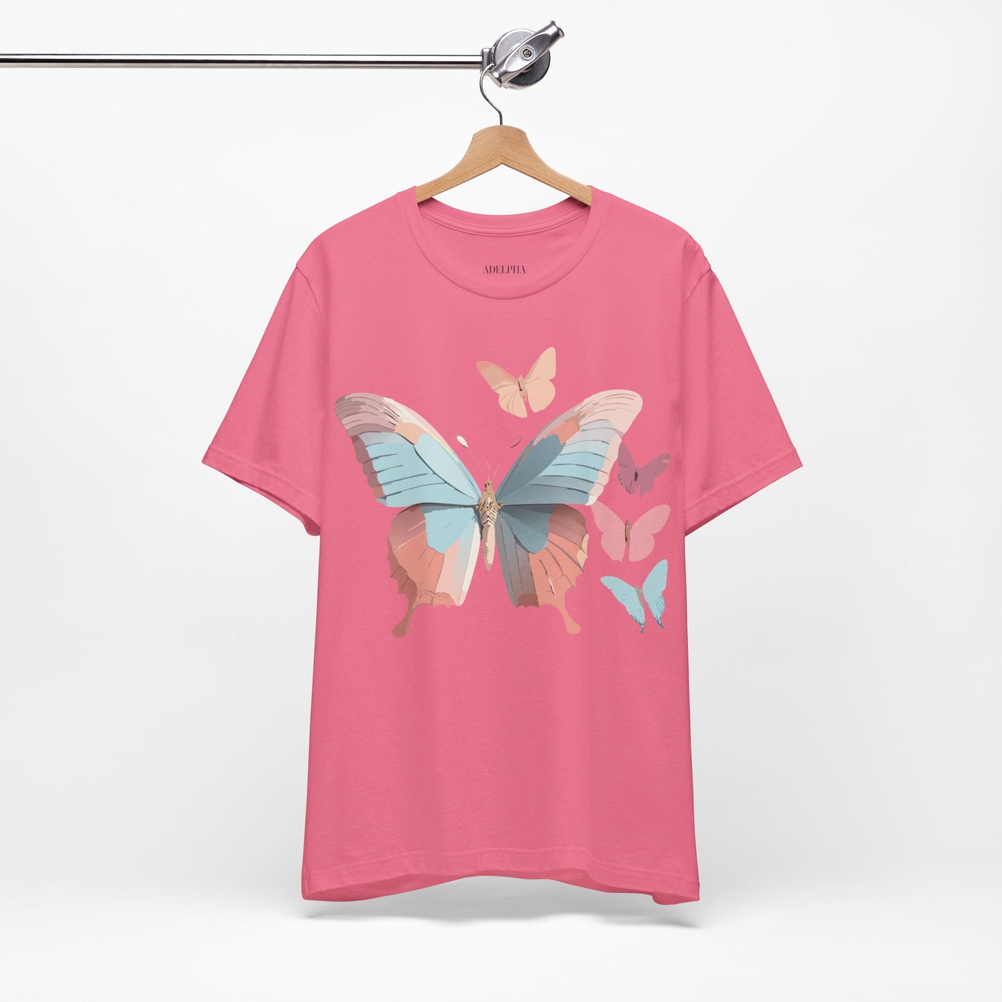 Natural Cotton Tee Shirt with Butterfly