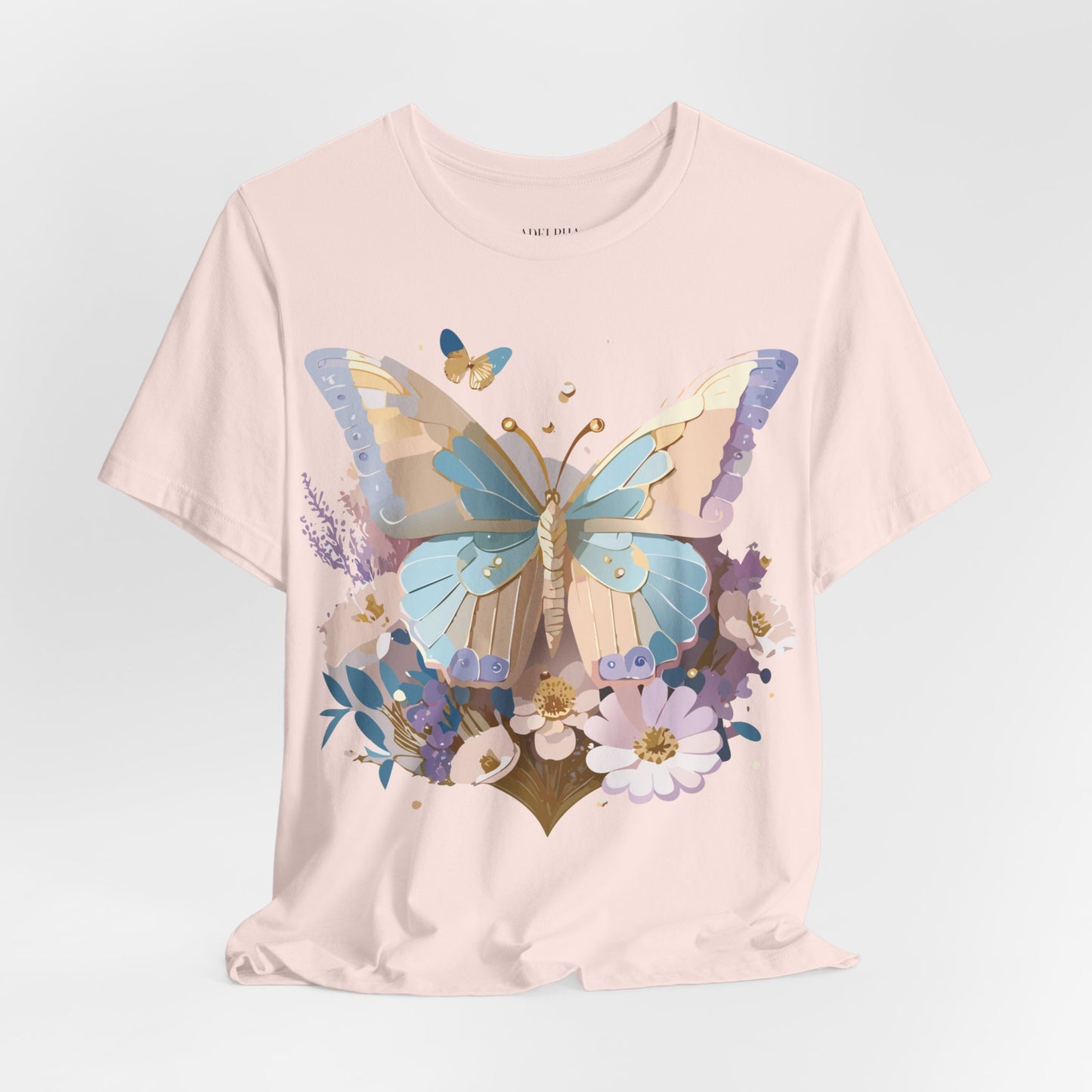 Natural Cotton Tee Shirt with Butterfly