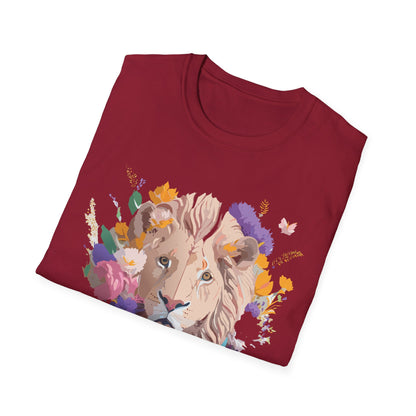 Unisex Lion Shirt Floral Lion Tee Softstyle 64000 Gildan Cotton Tee