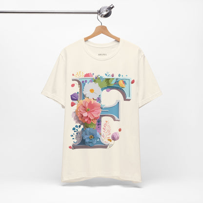 Natural Cotton Tee Shirt - Letters Collection - F Printify