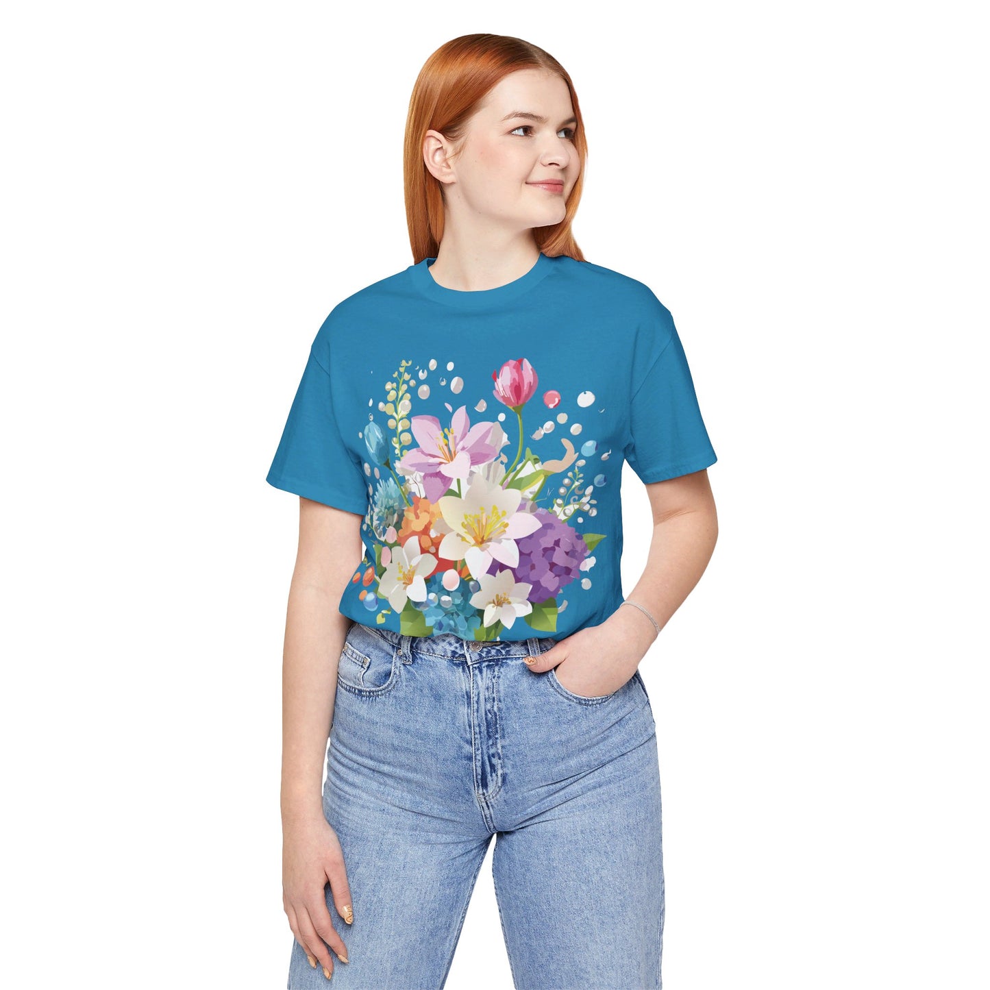 T-Shirt aus natürlicher Baumwolle mit Blumen