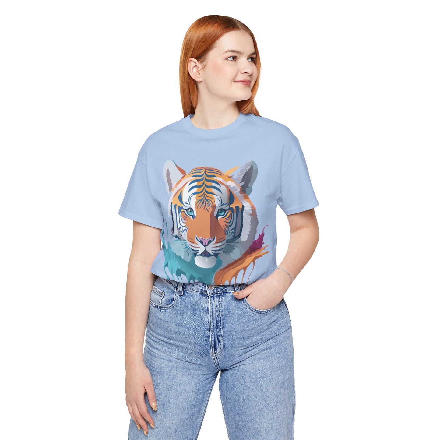 Natural Cotton Tee Shirt with Tiger