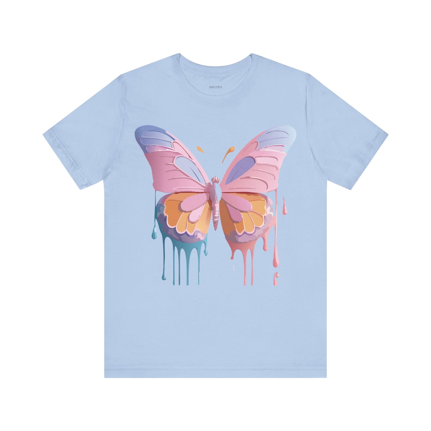 Natural Cotton Tee Shirt with Butterfly