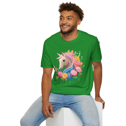 Unisex Horse Shirt Soft Cotton Tee With Animal Artwork Gildan Softstyle