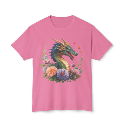 Dragon Art Design Shirt Unisex Cotton T Shirt Floral Print Tee