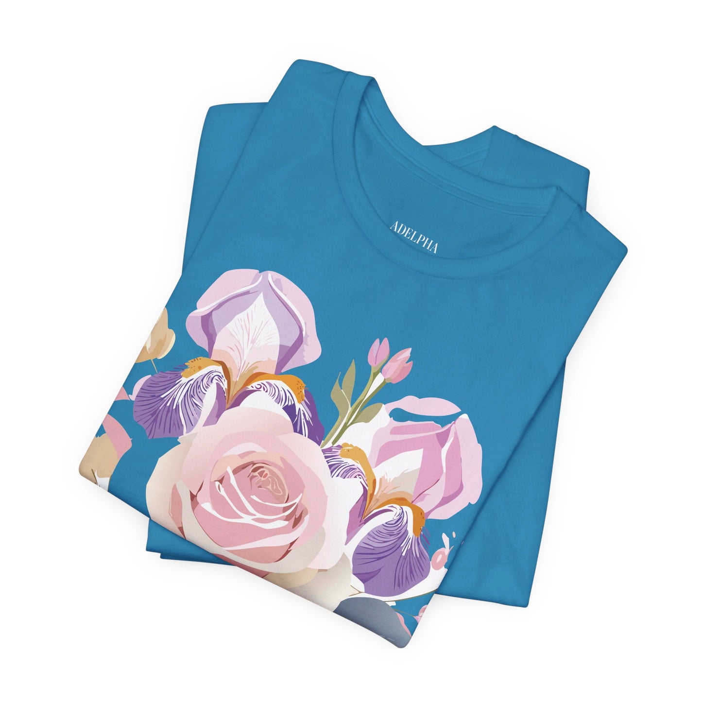 Natural Cotton Tee Shirt with Flowers