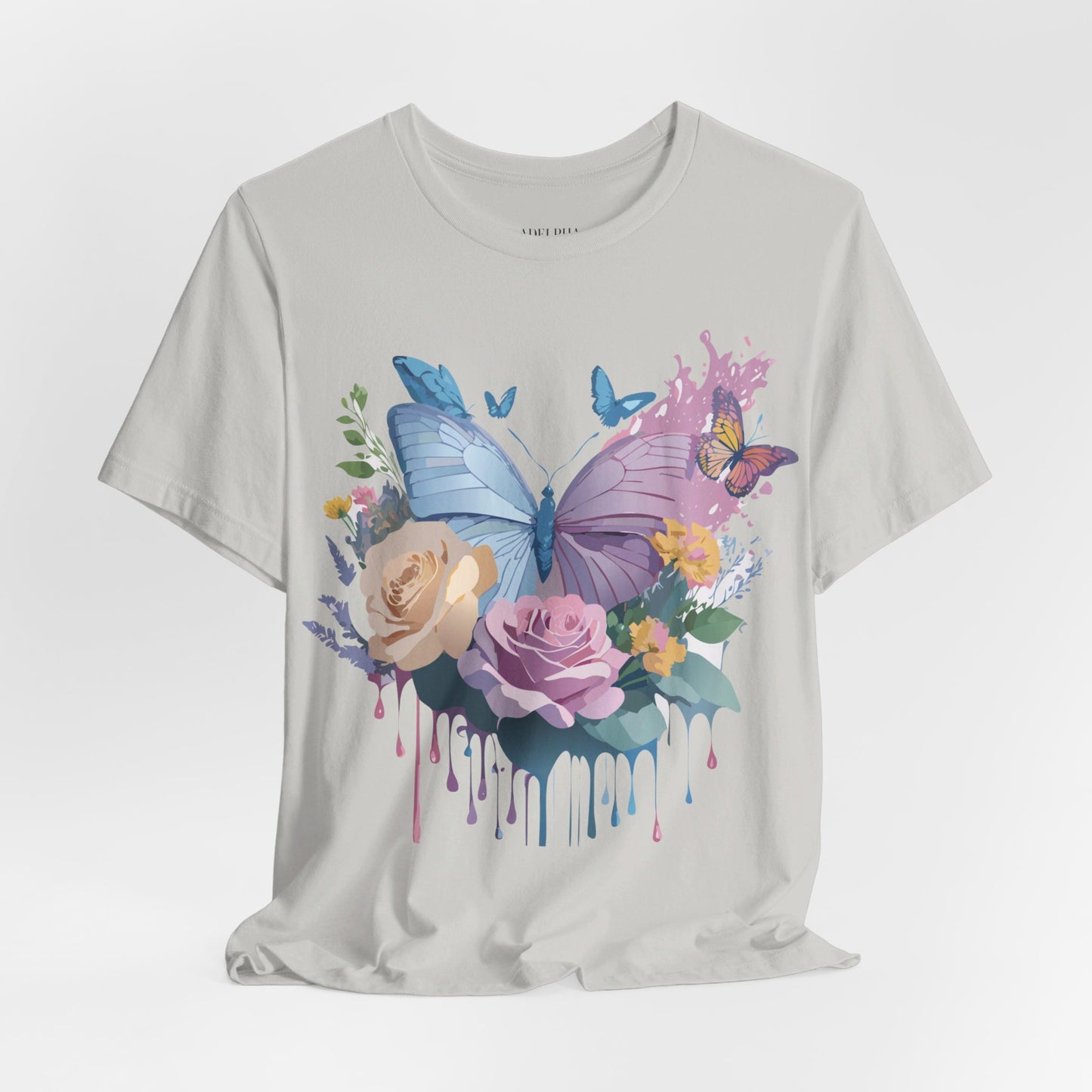 Natural Cotton Tee Shirt with Butterfly