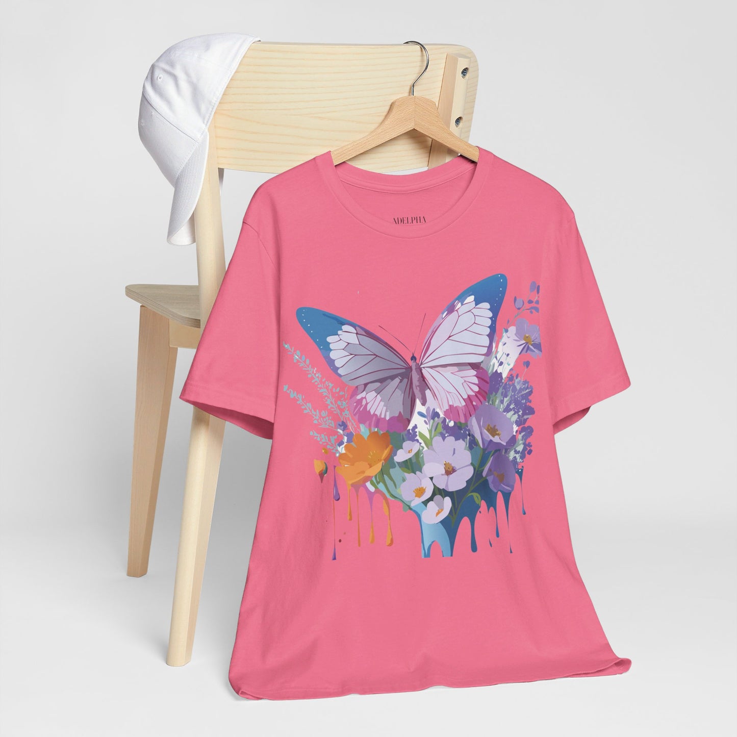 Natural Cotton Tee Shirt with Butterfly