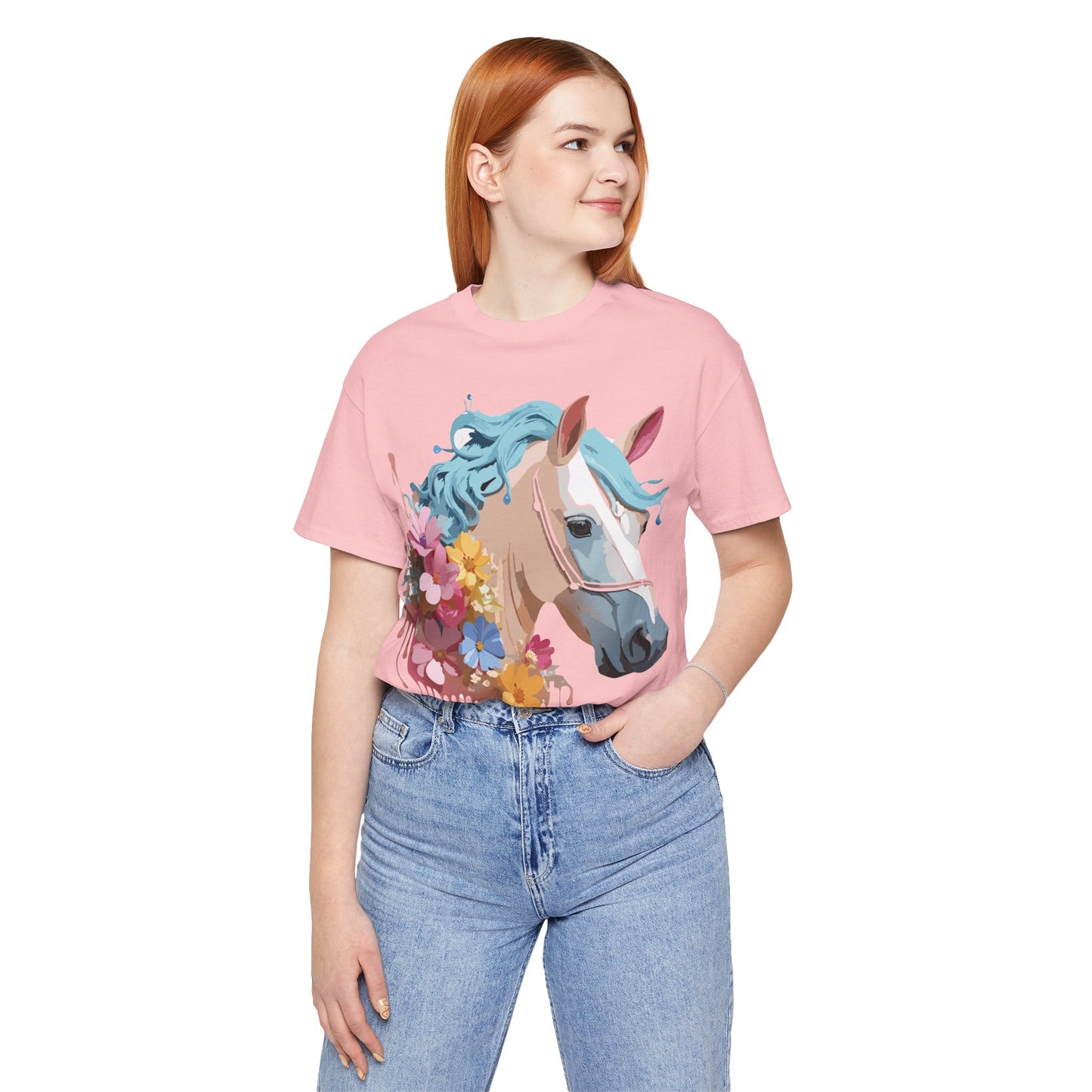 Natural Cotton Tee Shirt with Horse