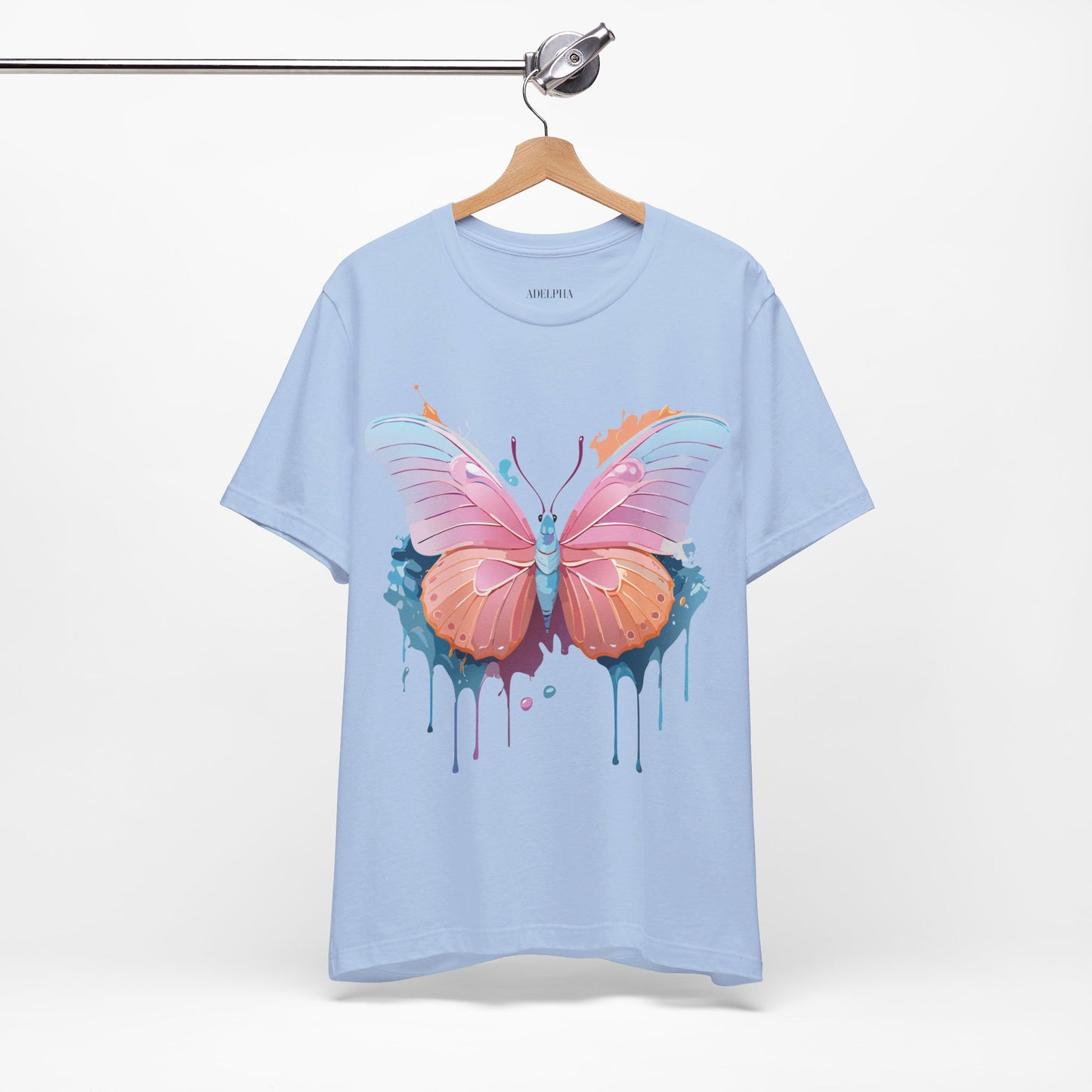 Natural Cotton Tee Shirt with Butterfly