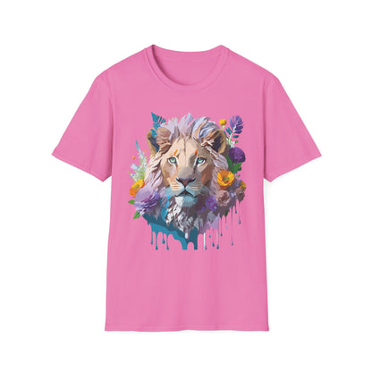 Unisex Lion Shirt Floral Lion Tee Animal Print Tee Gildan 64000