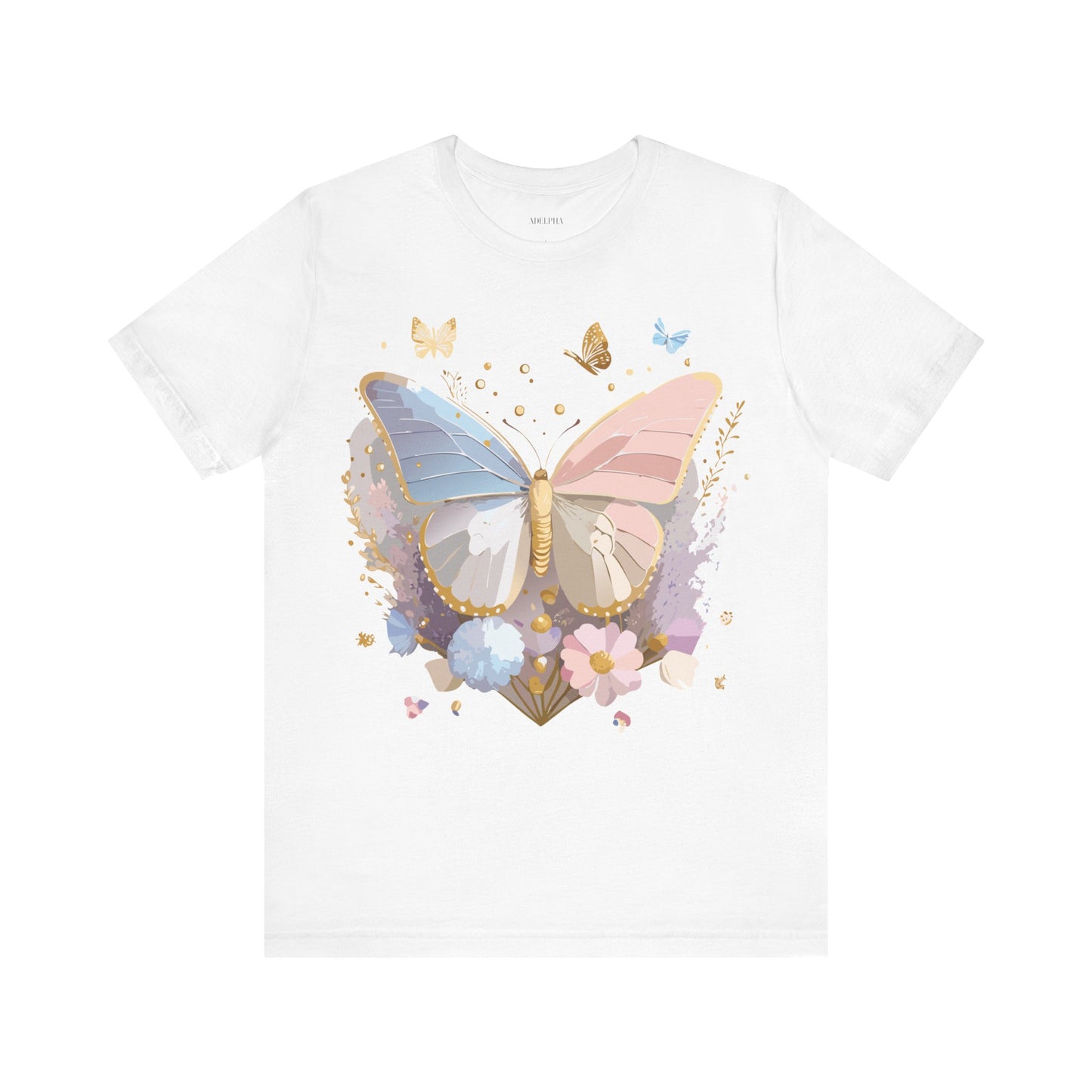 Natural Cotton Tee Shirt with Butterfly