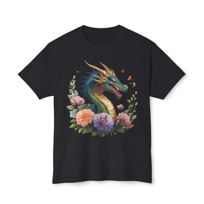 Dragon Art Design Shirt Unisex Cotton T Shirt Floral Print Tee