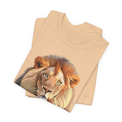 Safari Lion Head Illustration T-Shirt Unisex Cotton Realistic Lion Portrait Tee 3