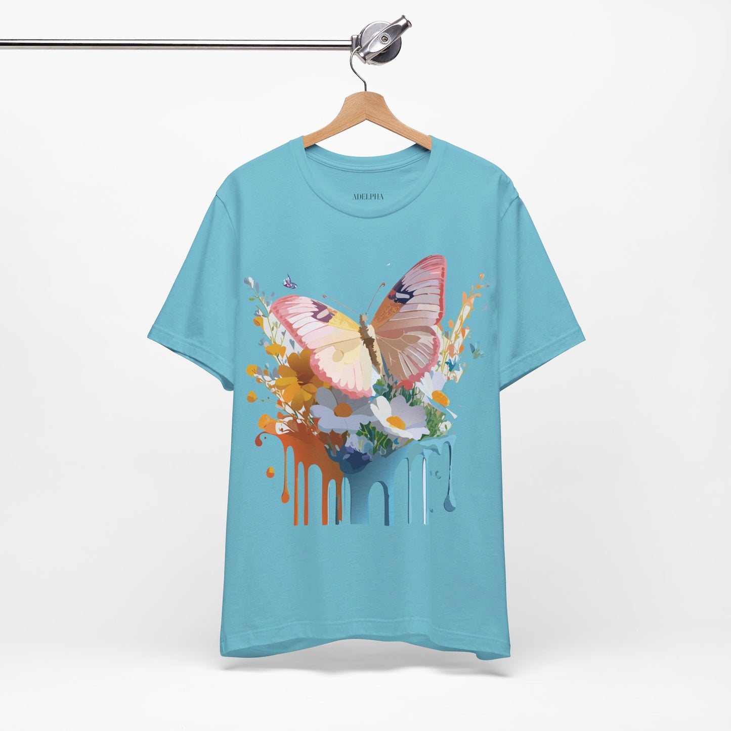 Natural Cotton Tee Shirt with Butterfly