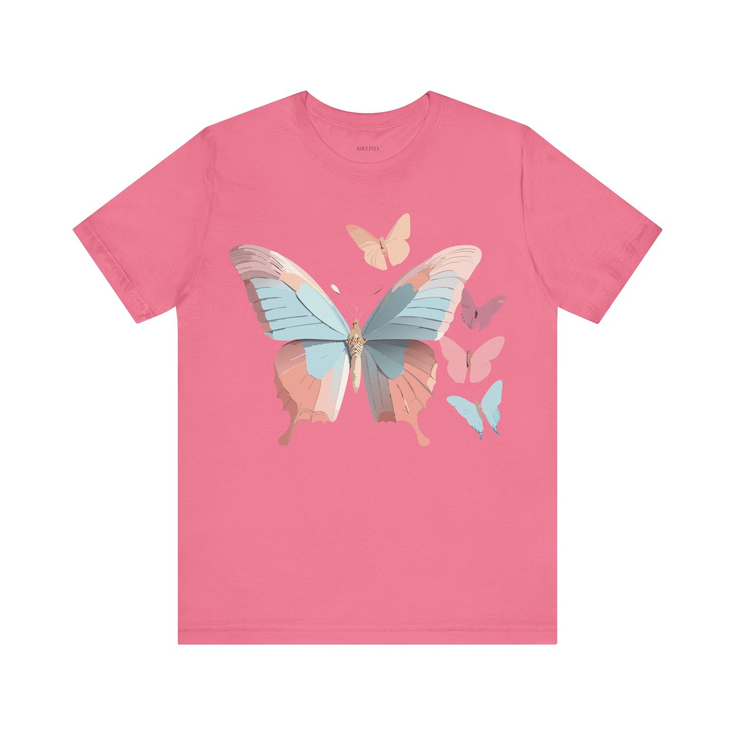 Natural Cotton Tee Shirt with Butterfly