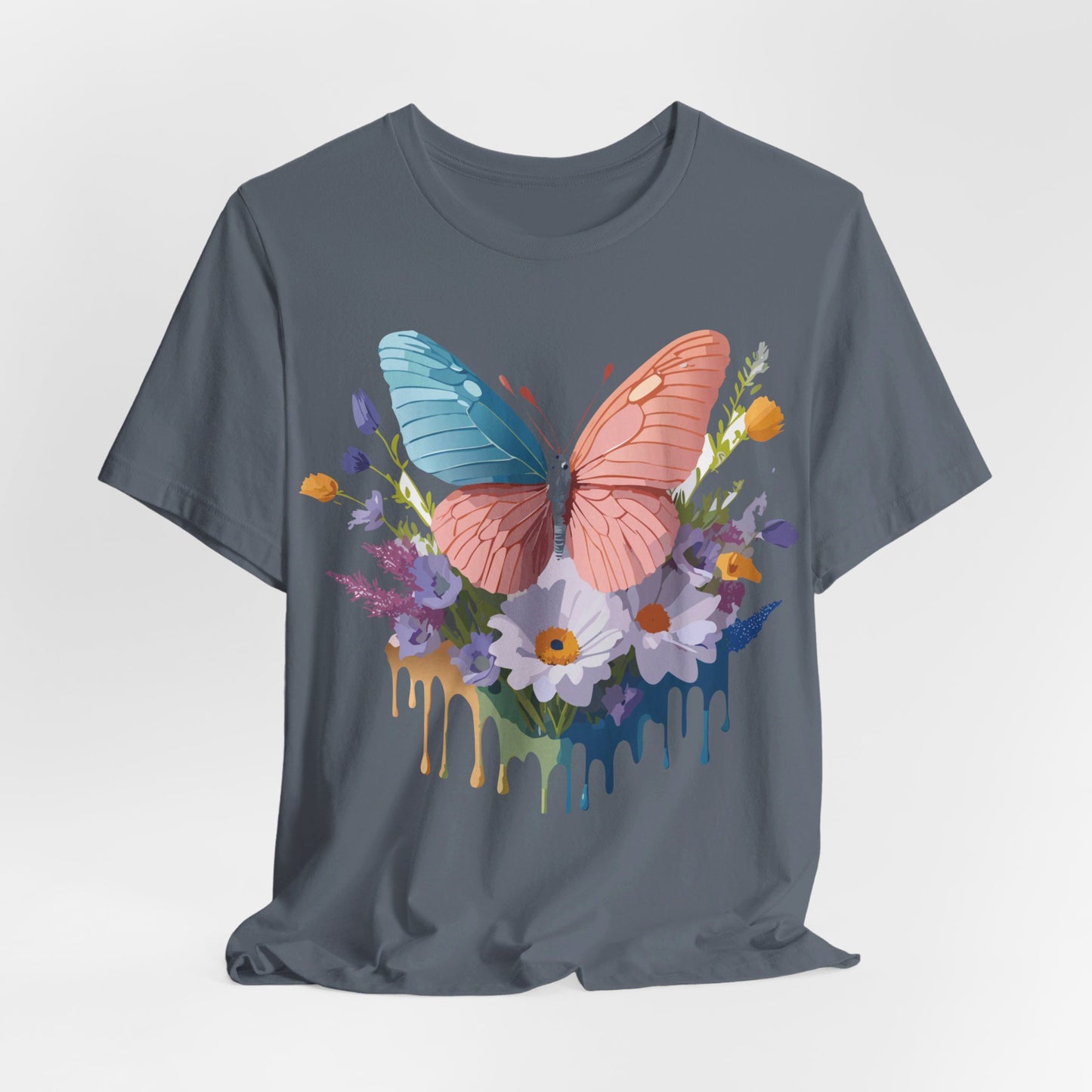 Natural Cotton Tee Shirt with Butterfly