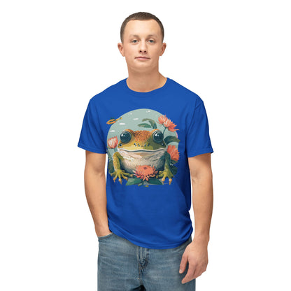 Vintage Frog Art T Shirt With Floral Full Color Print Unisex Tee