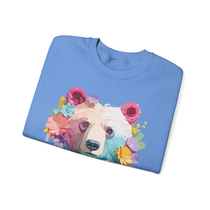 Unisex Floral Bear Sweatshirt Gildan 18000 Art Design Animals