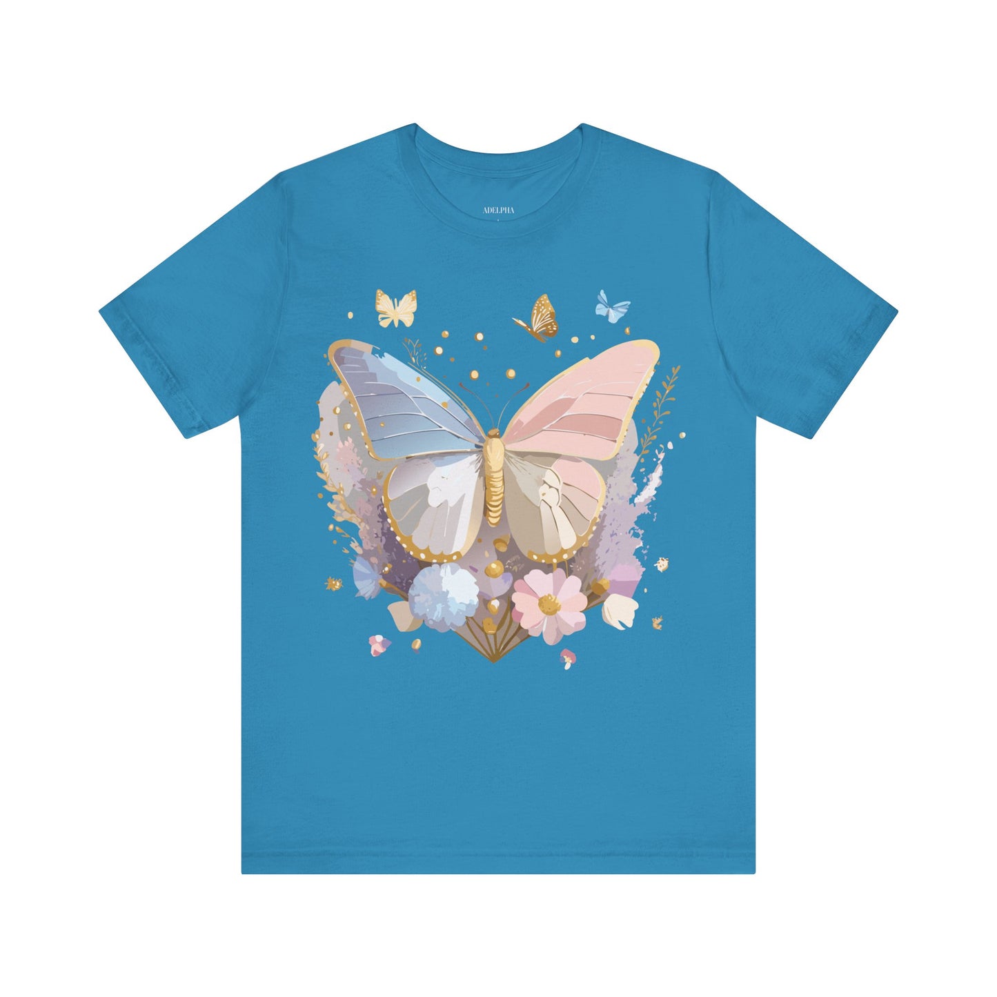 Natural Cotton Tee Shirt with Butterfly