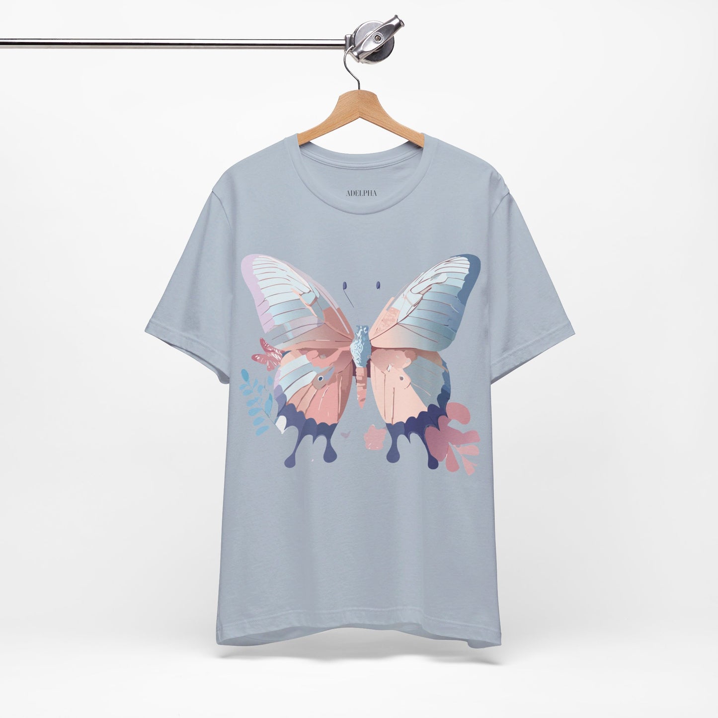 Natural Cotton Tee Shirt with Butterfly